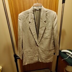 Womens Size 10 Brown Tan Blazer by ACTWU Sports Coat Vintage fully lined pockets